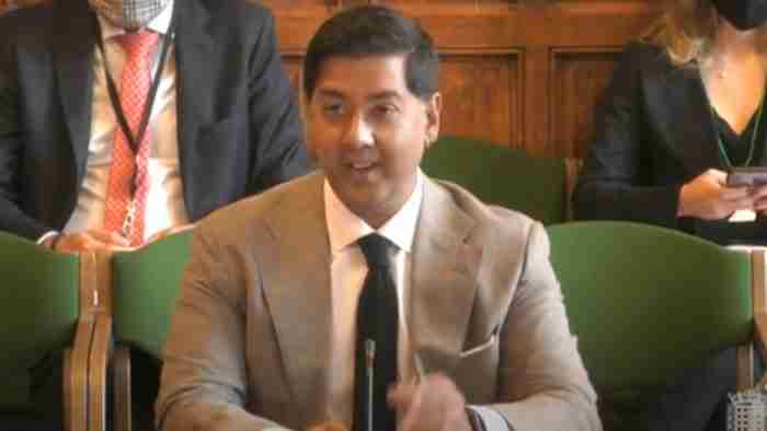 screenshot from linked video - Imran Ahmed speaking to the UK Parliament's Online Safety Bill Committee