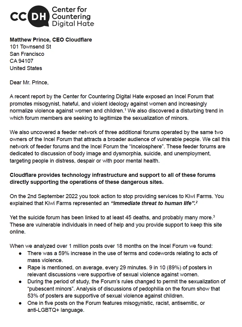 Screenshot of the letter. Read the letter by clicking on the hyperlinked image.