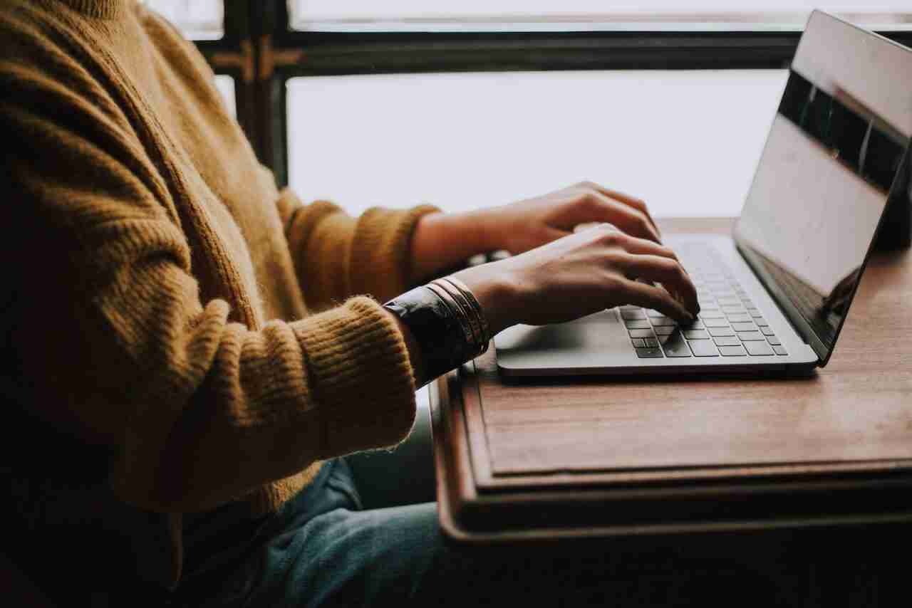 Abortion information: person sitting front of laptop