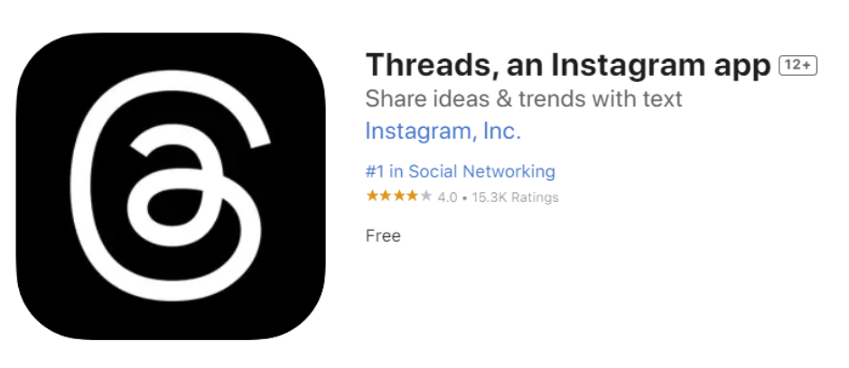 Meta's Threads' logo in app store