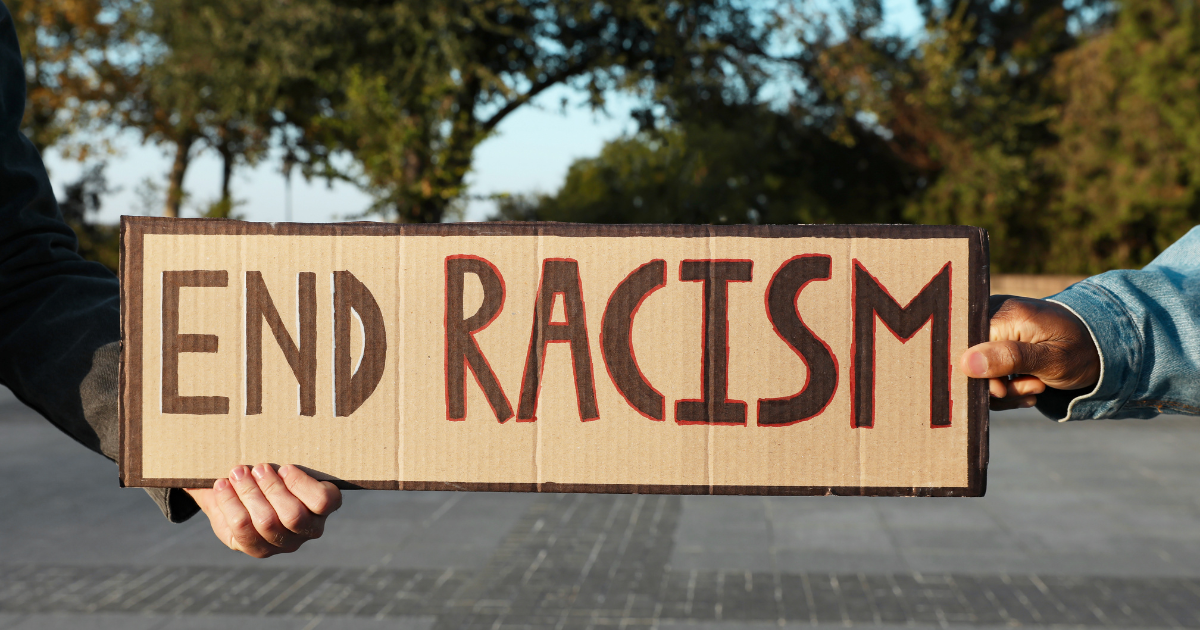 Online racism: end racism sign