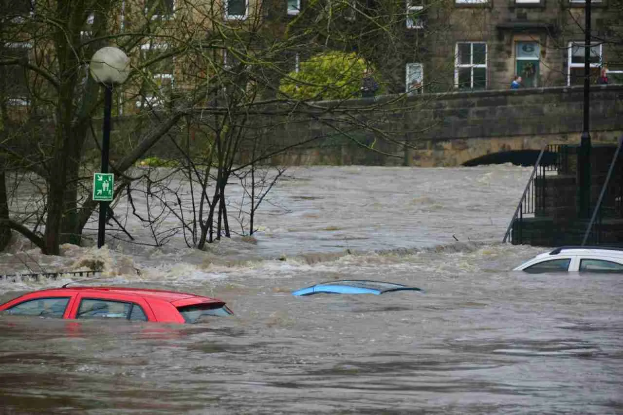 Climate Change Denial: flood leave cars under water