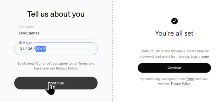 ChatGPT does not have any effective age verification or parental controls in place